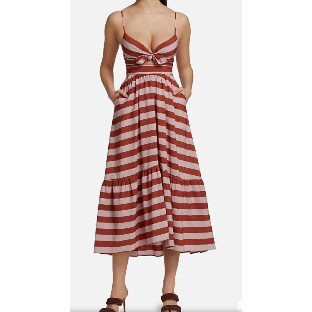 ALC Laurel Maxi Dress in Rust & Lavender Stripe NWT Size 8